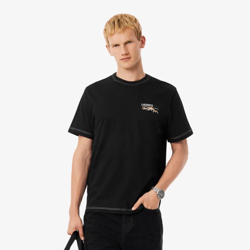 T-shirt  Lacoste -Noir - jersey imprimé