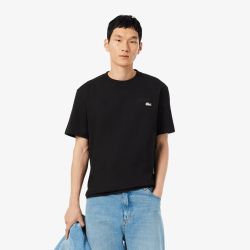 T-shirt  Lacoste -Noir -  signature brodé en jersey épais