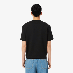 T-shirt  Lacoste -Noir -  signature brodé en jersey épais