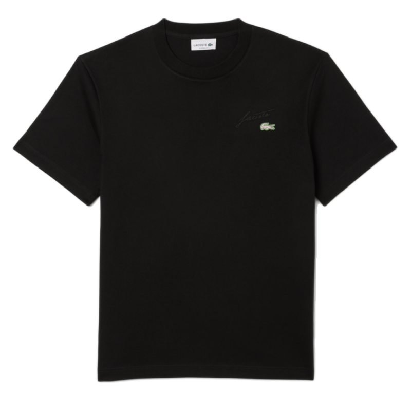 T-shirt  Lacoste -Noir -  signature brodé en jersey épais