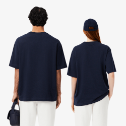 T-shirt Lacoste - Bleu nuit - loose fit jersey épais unisexe