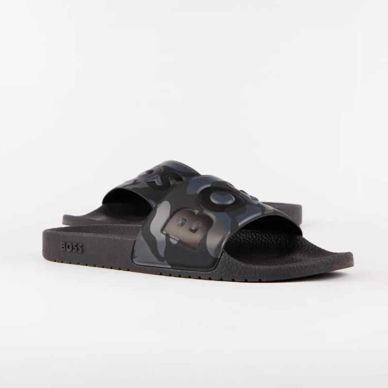 Mules Boss ARYEH_SLID_NPCMLG Noires et Grises – Élégance contrastée et confort au quotidien