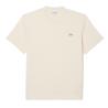 T-shirt  Lacoste -Blanc Cassé -  signature brodé en jersey épais