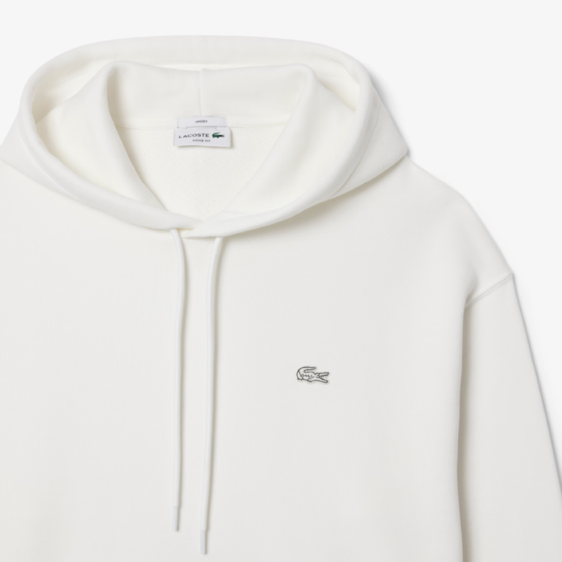 Sweatshirt à capuche   Lacoste -Blanc - molleton épais  unisexe