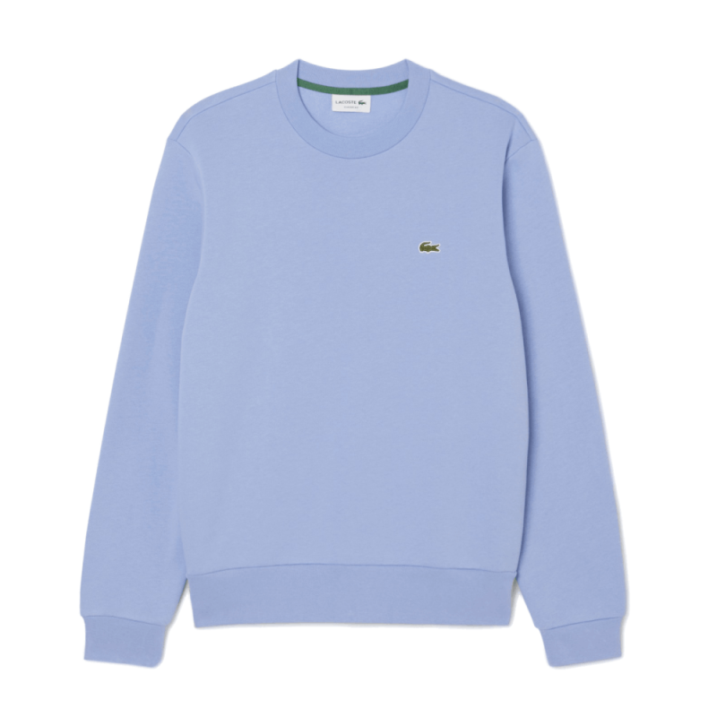 SWEATSHIRT HOMME LACOSTE -VIOLET-  EN MOLLETTON GRATTÉ DE COTON BIOLOGIQUE