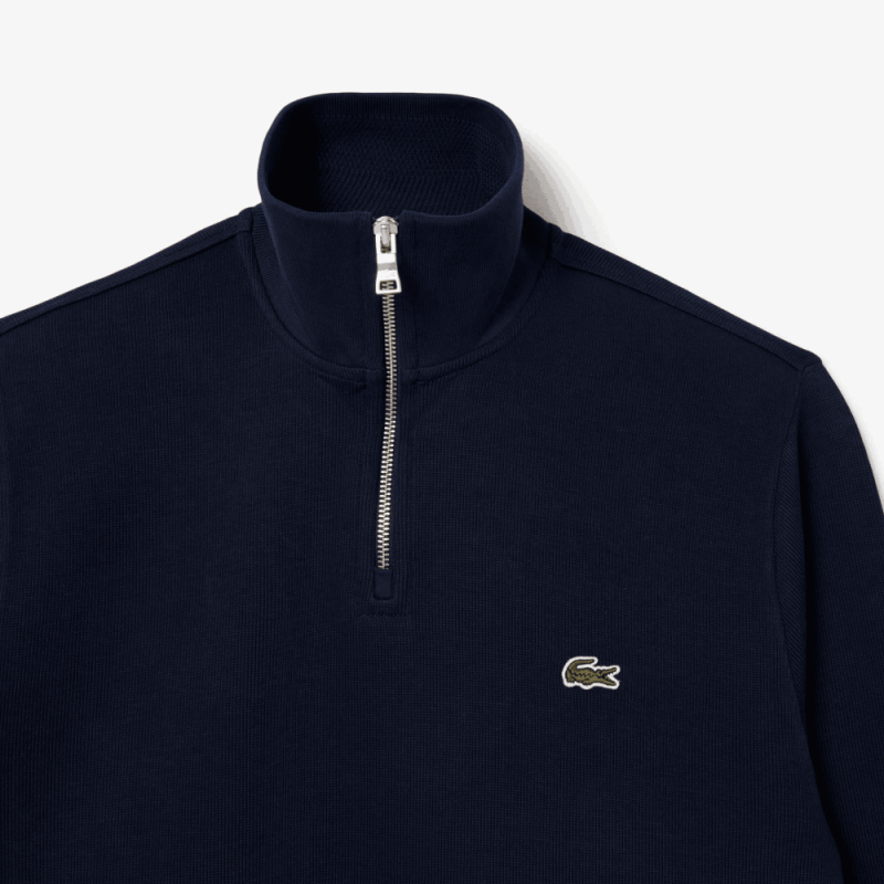 Sweatshirt zippé interlock col montant LACOSTE bleu marine
