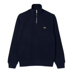 Sweatshirt zippé interlock col montant LACOSTE bleu nuit