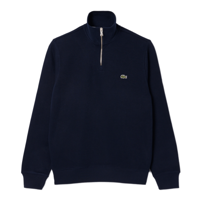Sweatshirt zippé interlock col montant LACOSTE bleu marine