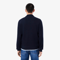 Sweatshirt zippé interlock col montant LACOSTE bleu marine