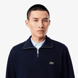 Sweatshirt zippé interlock col montant LACOSTE bleu marine