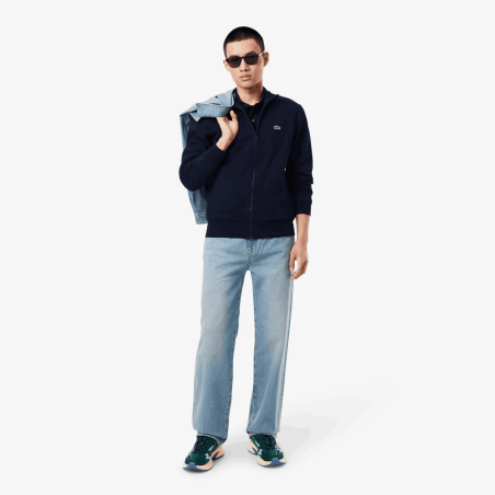 Sweatshirt zippé Lacoste -Bleu Nuit-  regular fit en molleton col montant