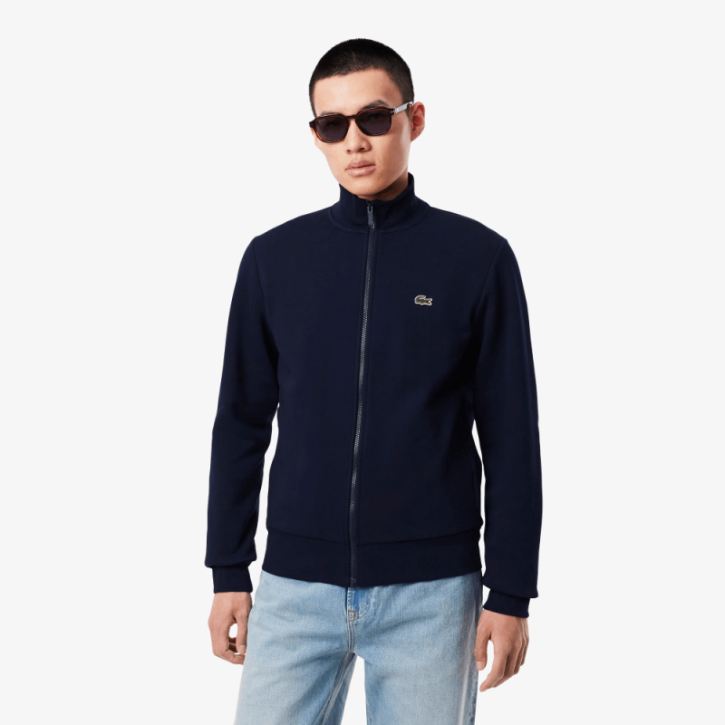 Sweatshirt zippé Lacoste -Bleu Nuit-  regular fit en molleton col montant
