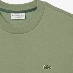 SWEATSHIRT HOMME LACOSTE - VERT -  EN MOLLETTON GRATTÉ DE COTON