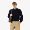 Pull ras du cou Lacoste - Bleu Nuit - en laine cardée épaisse