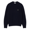 Pull ras du cou Lacoste - Bleu Nuit - en laine cardée épaisse