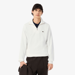 SWEATSHIRT ZIPPÉ LACOSTE -BLANC- INTERLOCK COL MONTANT