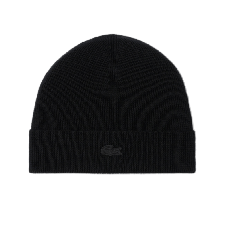Bonnet Lacoste -Noir- laine revers côtelé