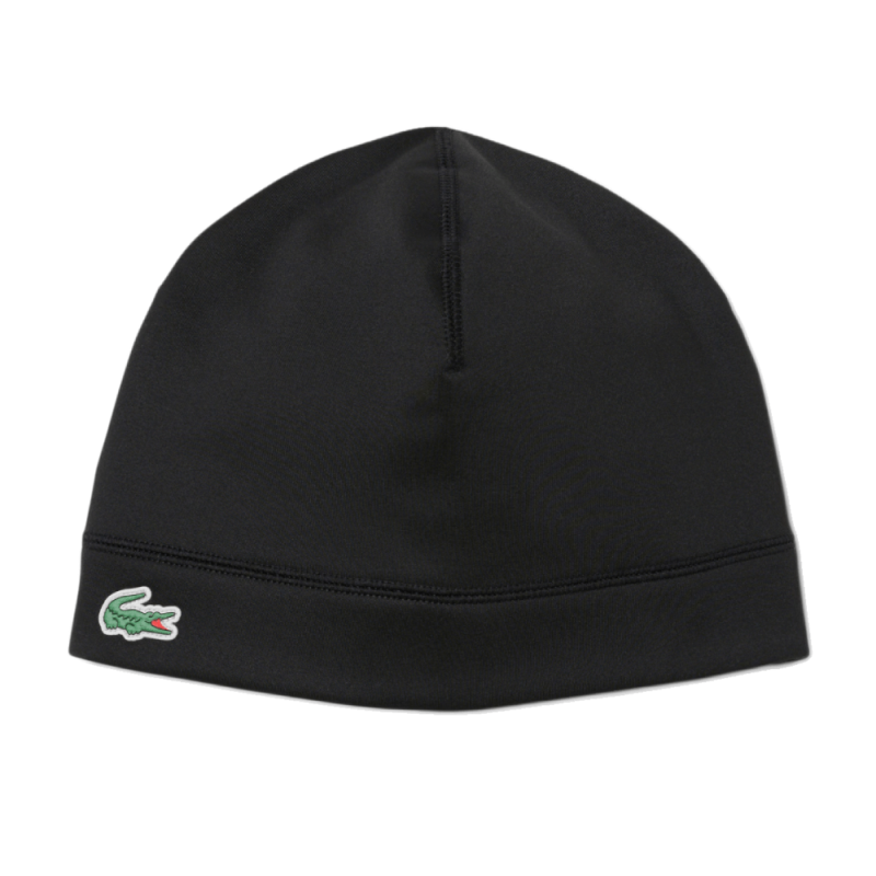 Bonnet Lacoste -Noir- sport en polaire réfléchissant motif crocodile
