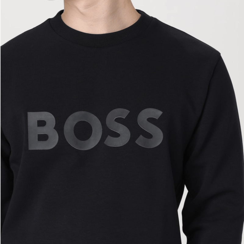 Sweat-shirt Boss-Noir-en coton stretch avec logo sandwich-Salbo