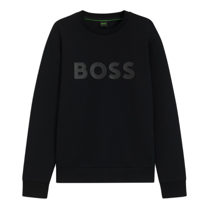 weat-shirt Boss-Noir-en coton stretch avec logo sandwich-Salbo
