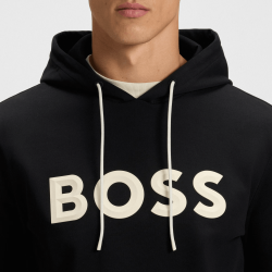 Sweat à capuche Boss -Noir- en mélange de coton avec logo moulé- Soody Zone
