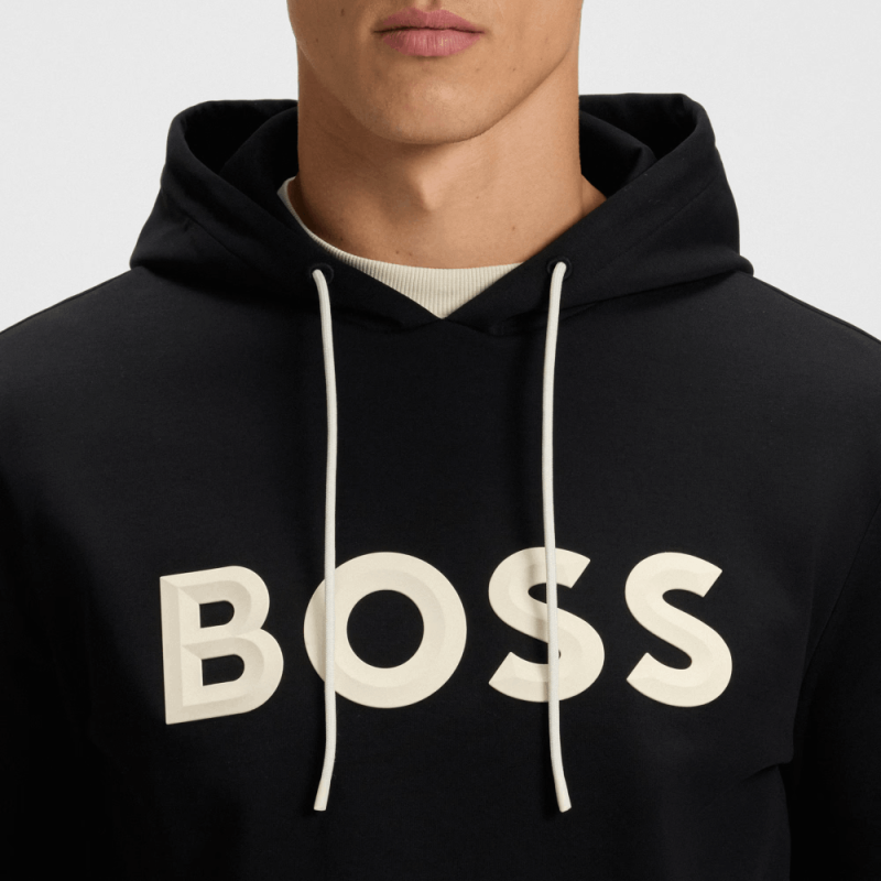 Sweat à capuche Boss -Noir- en mélange de coton avec logo moulé- Soody Zone