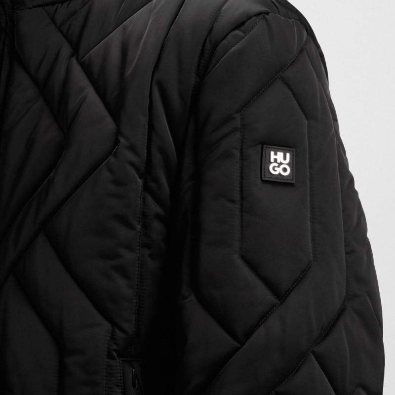 Veste déperlante Boss -Noir- en satin matelassé-Barino