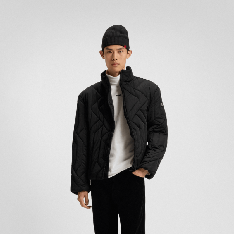 Veste déperlante Boss -Noir- en satin matelassé-Barino