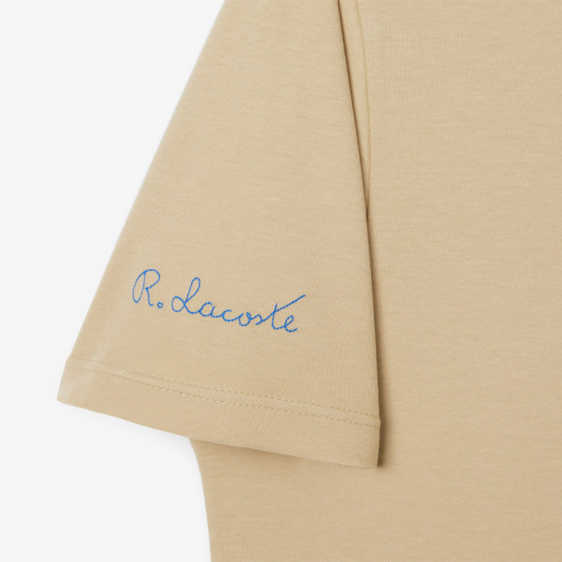 T-shirt Lacoste - Beige - signature brodé