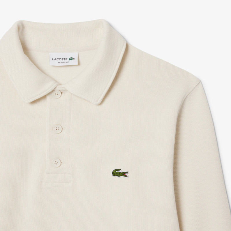 Sweatshirt  Lacoste - Blanc cassé - col polo coton côtelé