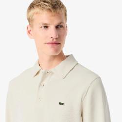 Sweatshirt  Lacoste - Blanc cassé - col polo coton côtelé