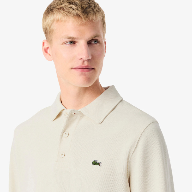 Sweatshirt  Lacoste - Blanc cassé - col polo coton côtelé