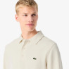 Sweatshirt  Lacoste - Blanc cassé - col polo coton côtelé