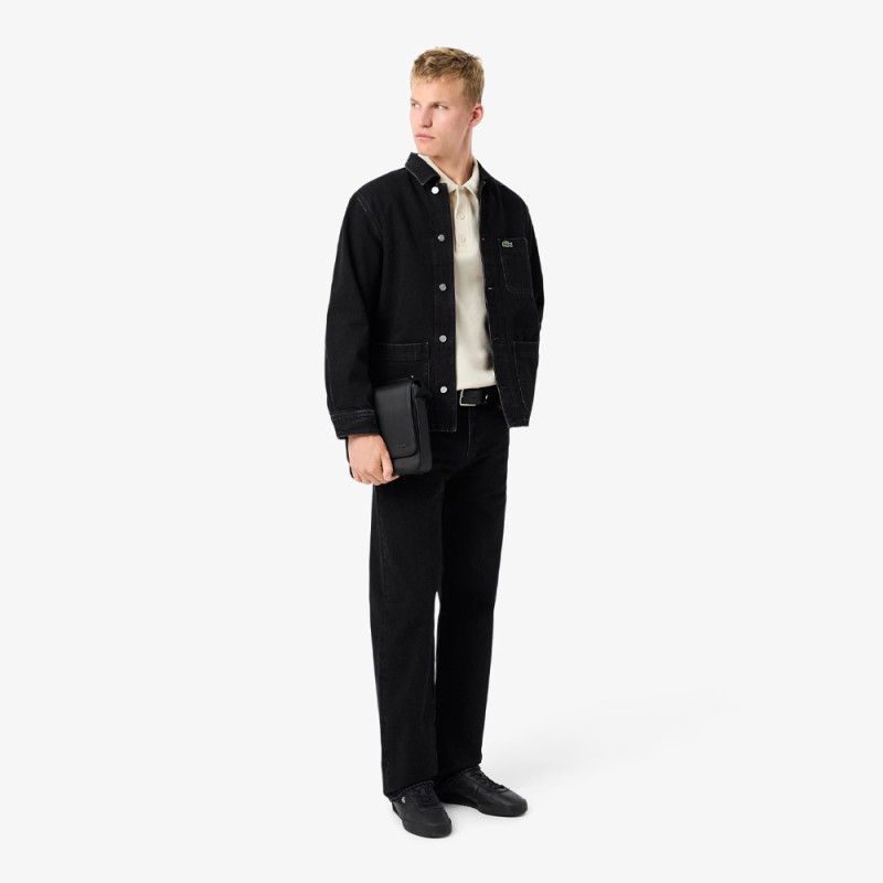 Sweatshirt  Lacoste - Blanc cassé - col polo coton côtelé