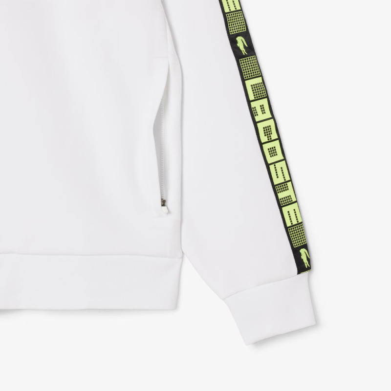 Sweatshirt zippé Lacoste - Blanc - Tennis color-block