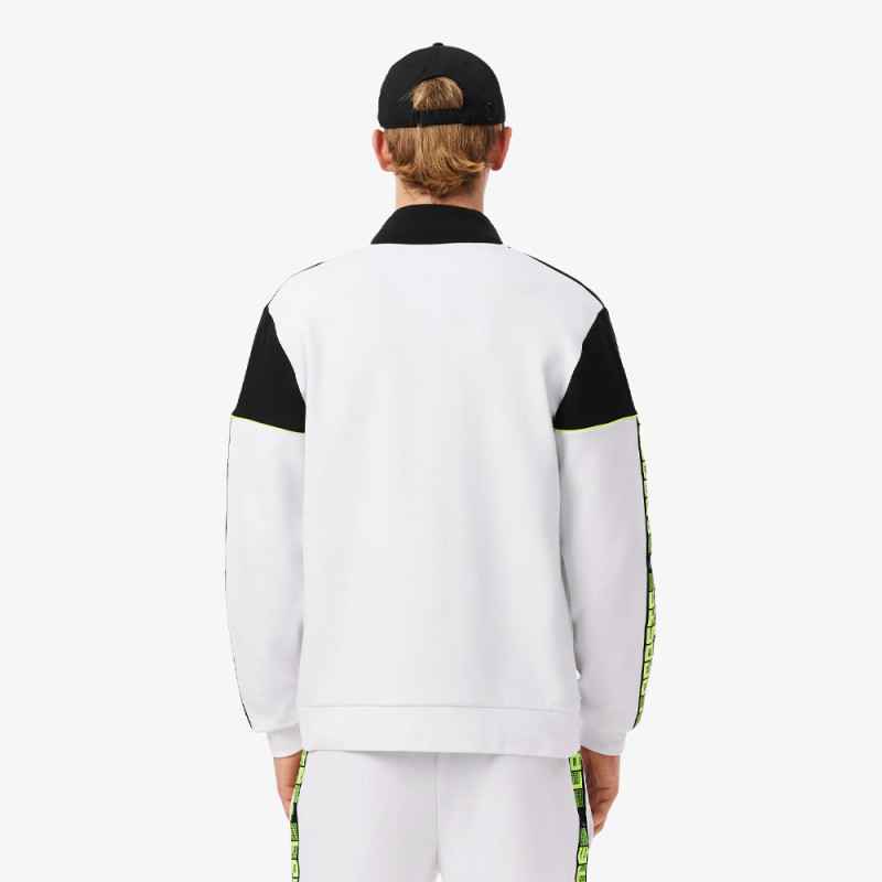 Sweatshirt zippé Lacoste - Blanc - Tennis color-block