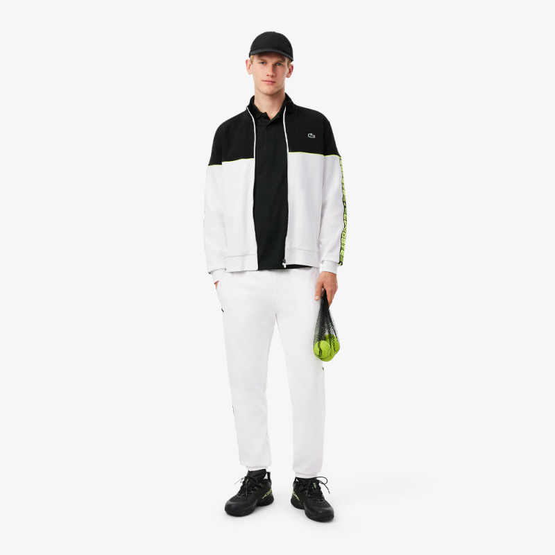 Sweatshirt zippé Lacoste - Blanc - Tennis color-block