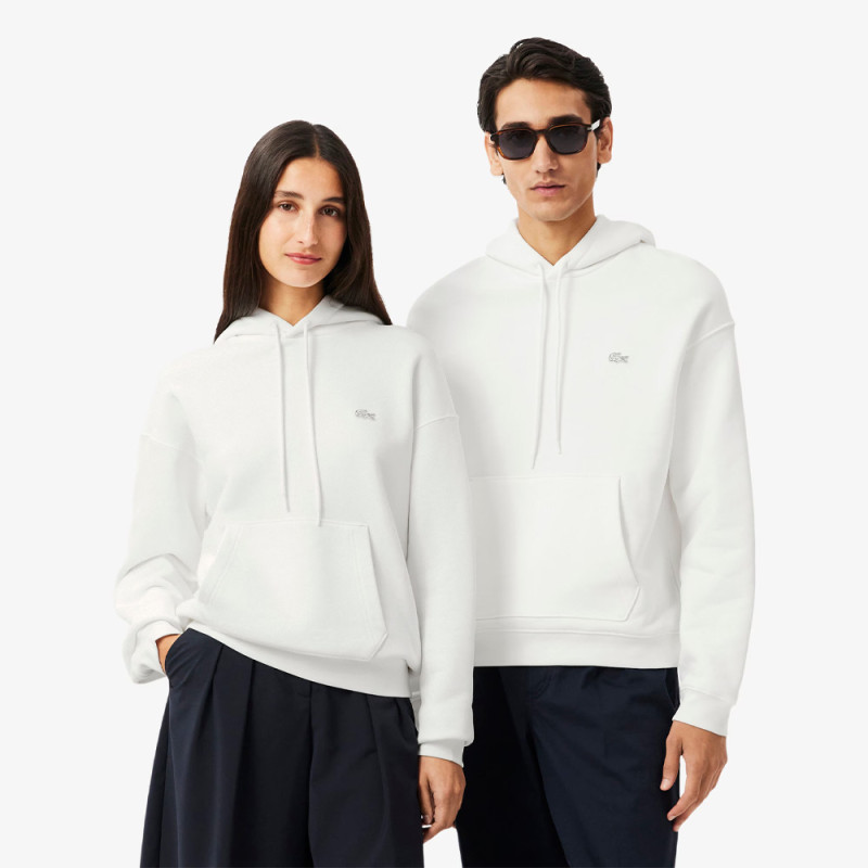 Sweatshirt à capuche Lacoste - Blanc - molleton épais unisexe