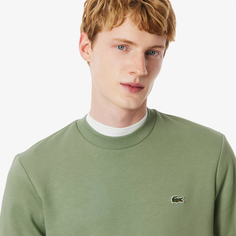 SWEATSHIRT HOMME LACOSTE - VERT -  EN MOLLETTON GRATTÉ DE COTON BIOLOGIQUE