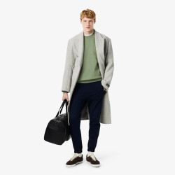 Sweatshirt en molleton gratté de coton biologique de col rond LACOSTE vert