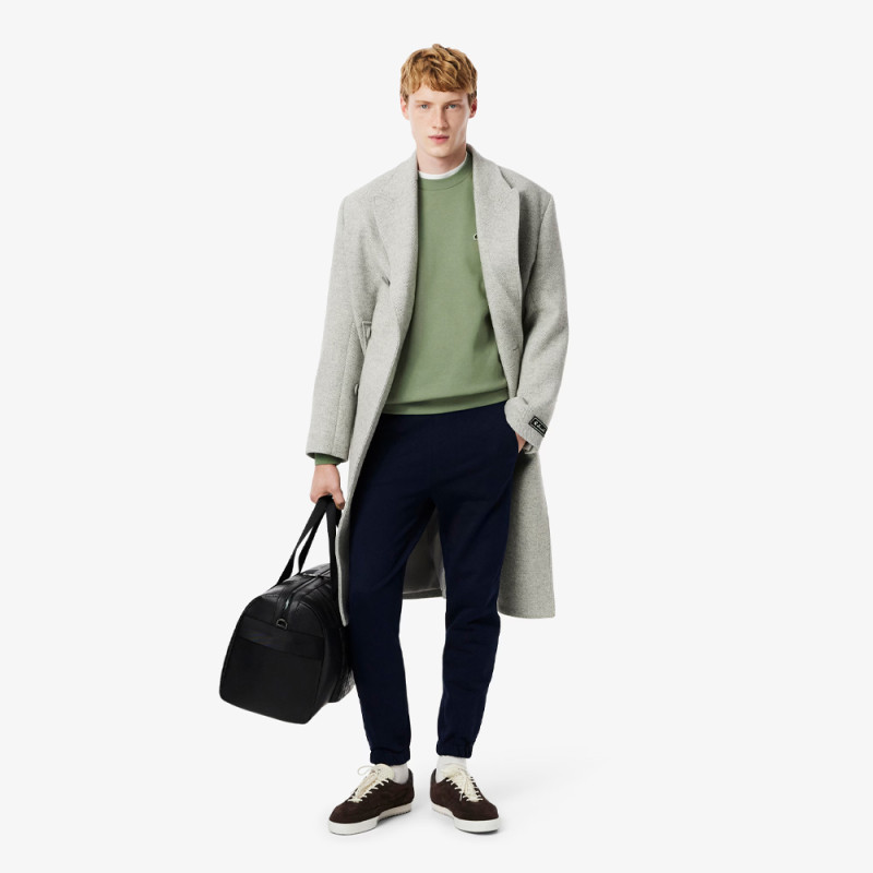 SWEATSHIRT HOMME LACOSTE - VERT -  EN MOLLETTON GRATTÉ DE COTON BIOLOGIQUE