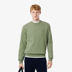 SWEATSHIRT HOMME LACOSTE - VERT -  EN MOLLETTON GRATTÉ DE COTON BIOLOGIQUE