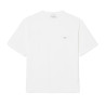 T-shirt Lacoste - Blanc - loose fit jersey épais unisexe