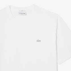 T-shirt Lacoste - Blanc - loose fit jersey épais unisexe