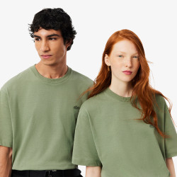T-shirt Lacoste - Vert - loose fit jersey épais unisexe