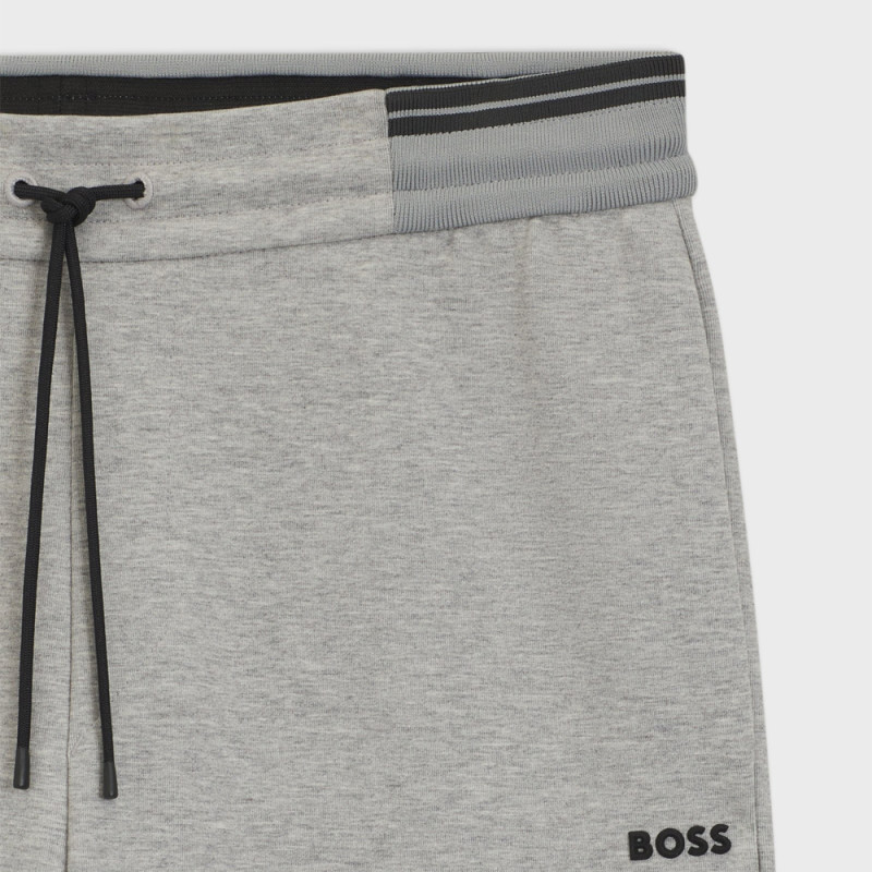 Short Boss SHORTS ZONE - Gris - en coton mélangé à rayures