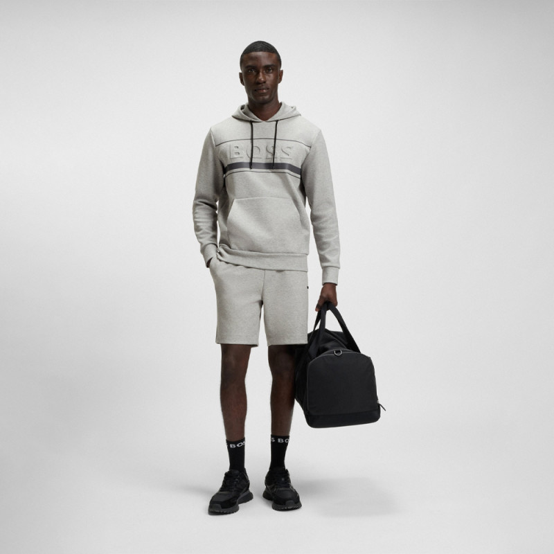 Short Boss SHORTS ZONE - Gris - en coton mélangé à rayures