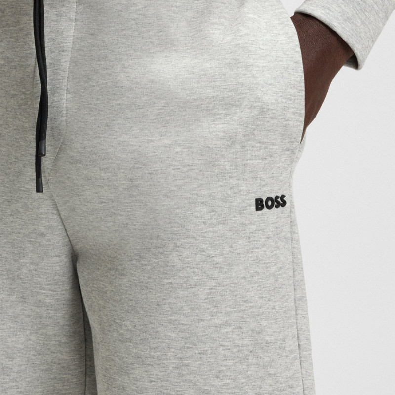 Short Boss SHORTS ZONE - Gris - en coton mélangé à rayures