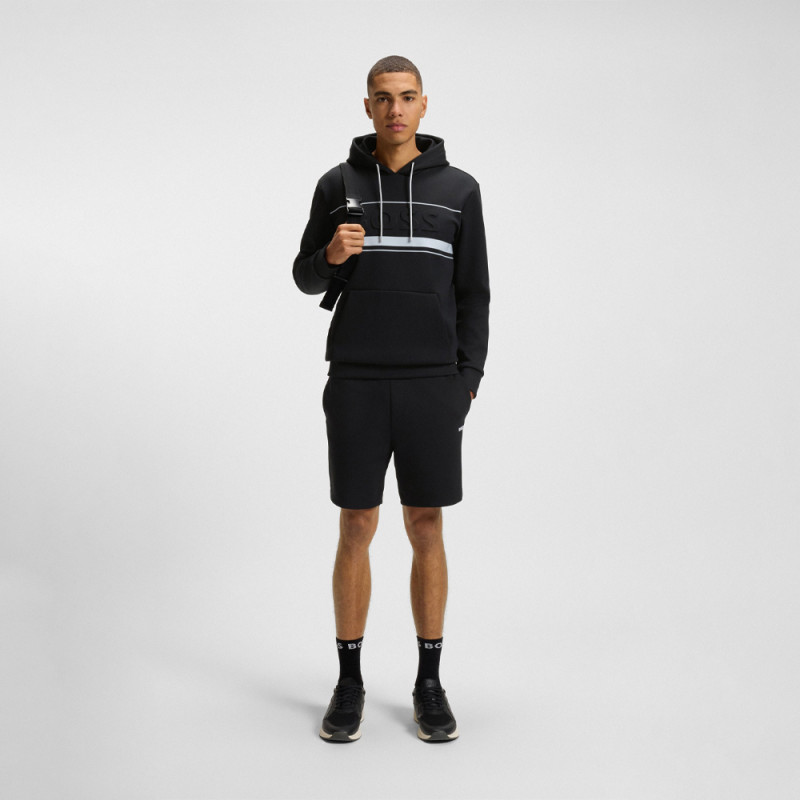 Short Boss SHORTS ZONE - Noir - en coton mélangé à rayures