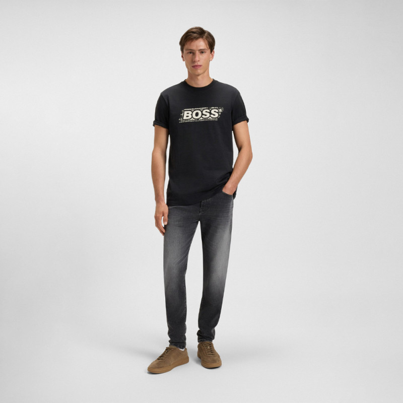 T-Shirt BOSS Straight Fit Noir Te_WHEEL – Minimalisme et élégance contemporaine